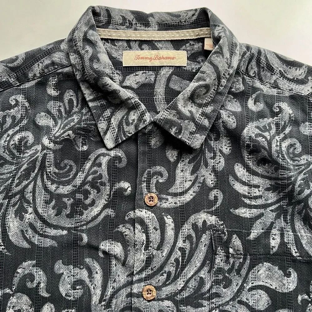 Tommy Bahama Silk Button Front Short Sleeve Shirt Mens Large
